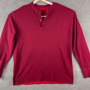 LL Bean Shirt Mens XL Red River Driver Henley Thermal Wool Blend Outdoor Hike‎
